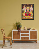 Lord Laxmi, Lord Ganesha, Lord Saraswati Painting 4 :5 Vertical Premium Wall Art Canvas by MeriDeewar