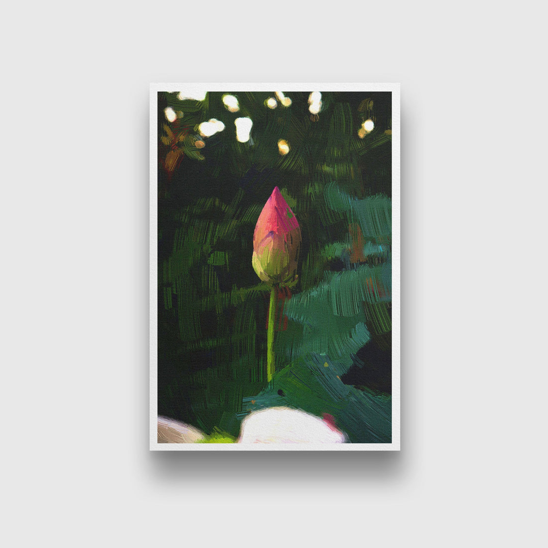 Lotus flower in pond Painting - Meri Deewar 2 : 3 Vertical Premium Wall Art Canvas by MeriDeewar