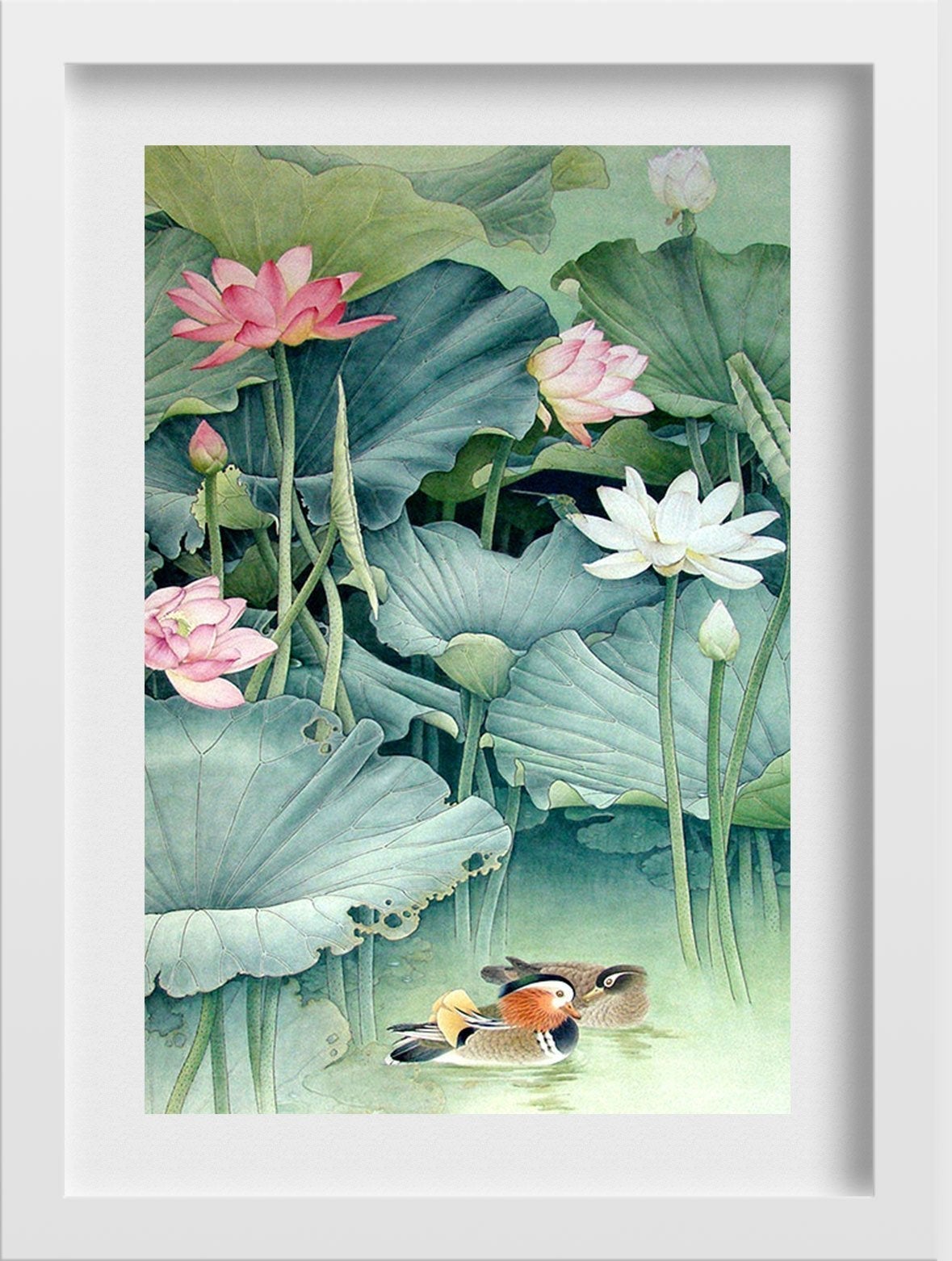 Lotus Garden Painting - Meri Deewar 2 : 3 Vertical Premium Wall Art Canvas by MeriDeewar