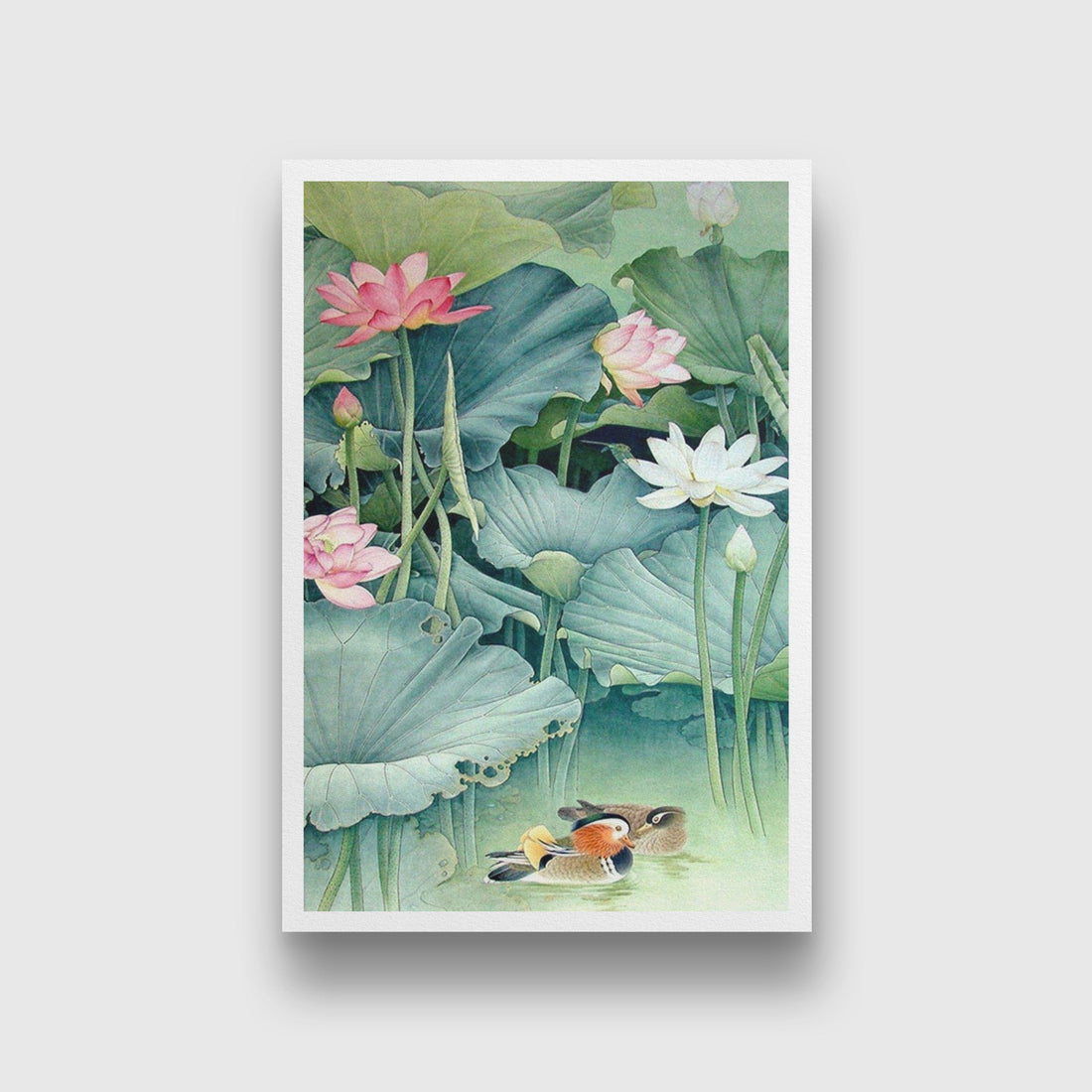 Lotus Garden Painting - Meri Deewar 2 : 3 Vertical Premium Wall Art Canvas by MeriDeewar