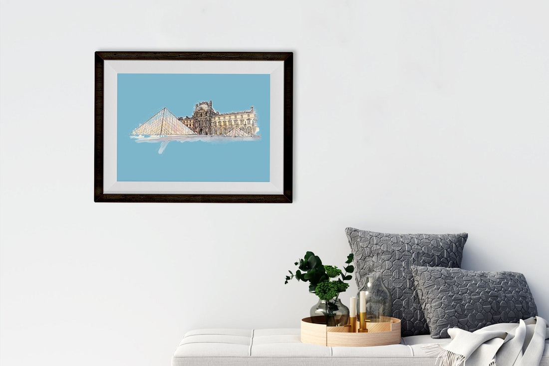 Louvre Museum Illustration Painting -  Meri Deewar 3 : 2 Horizontal Premium Wall Art Canvas by MeriDeewar