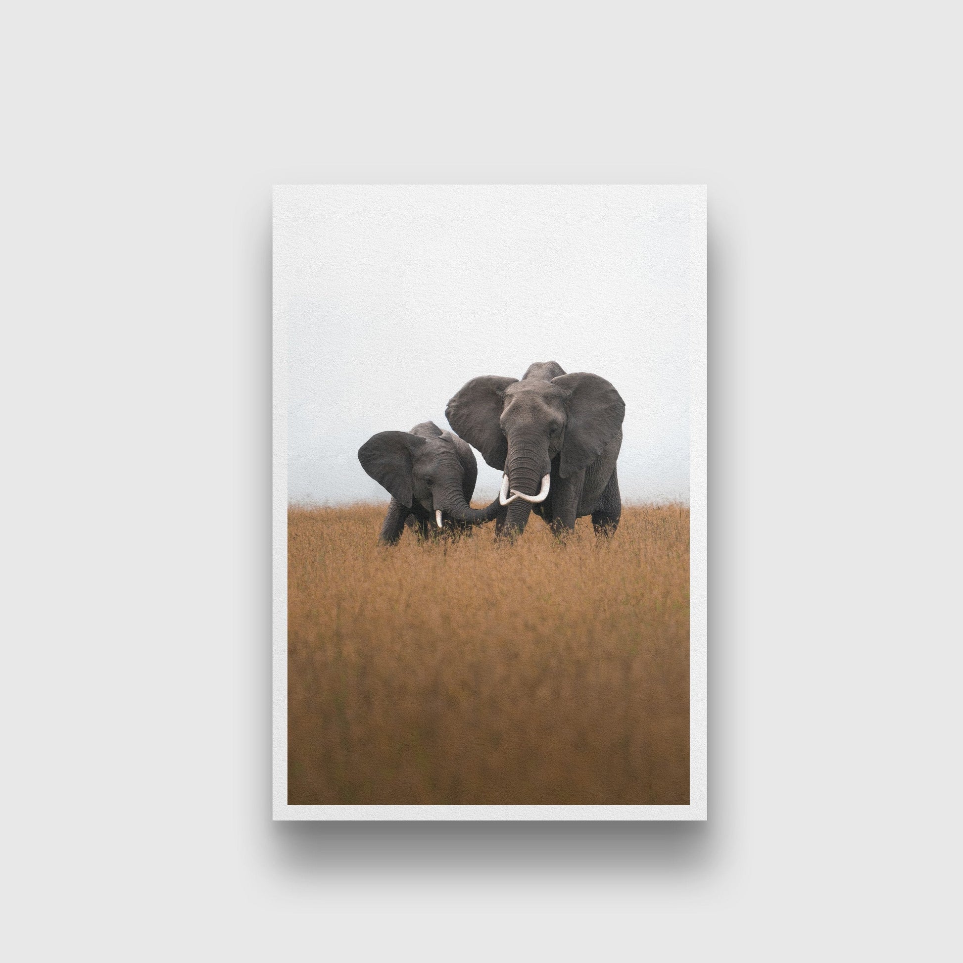 Loving Elephant mother and calf Painting - Meri Deewar 2 : 3 Vertical Premium Wall Art Canvas by MeriDeewar