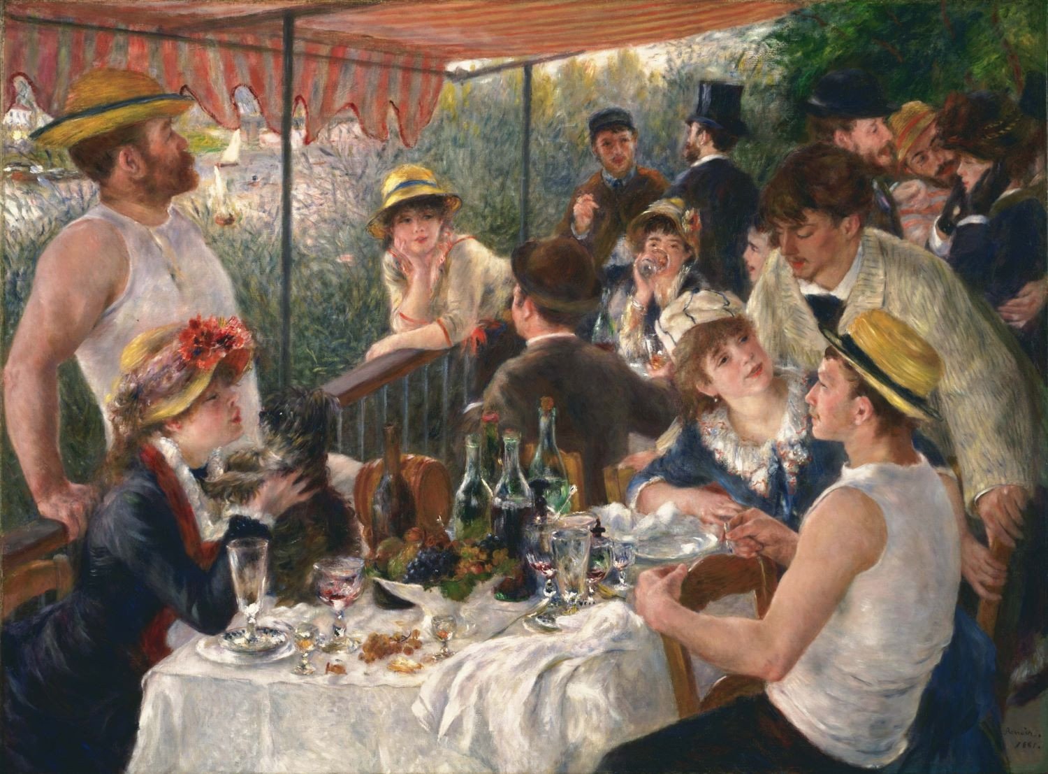Lunch on the Boating Party Painting - Meri Deewar 4 : 3 Horizontal Premium Wall Art Canvas by MeriDeewar