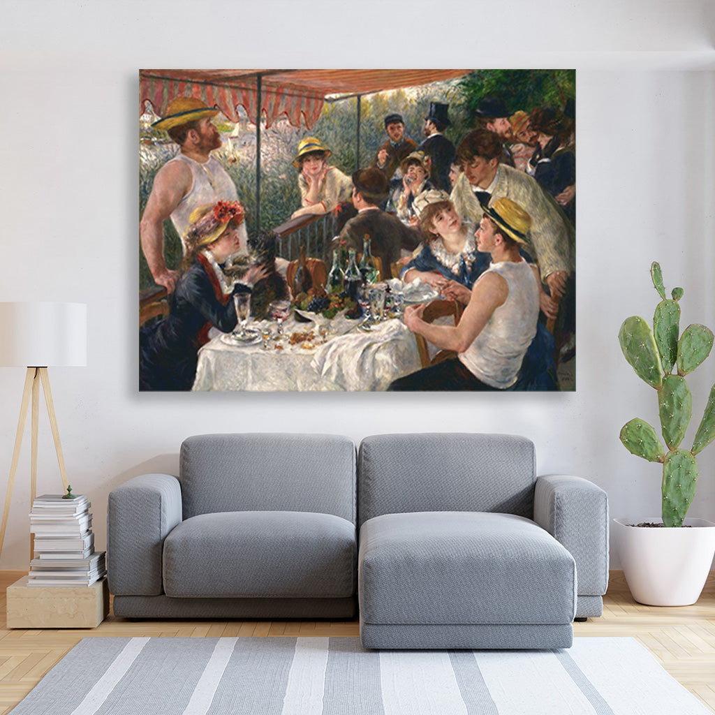 Lunch on the Boating Party Painting - Meri Deewar 4 : 3 Horizontal Premium Wall Art Canvas by MeriDeewar