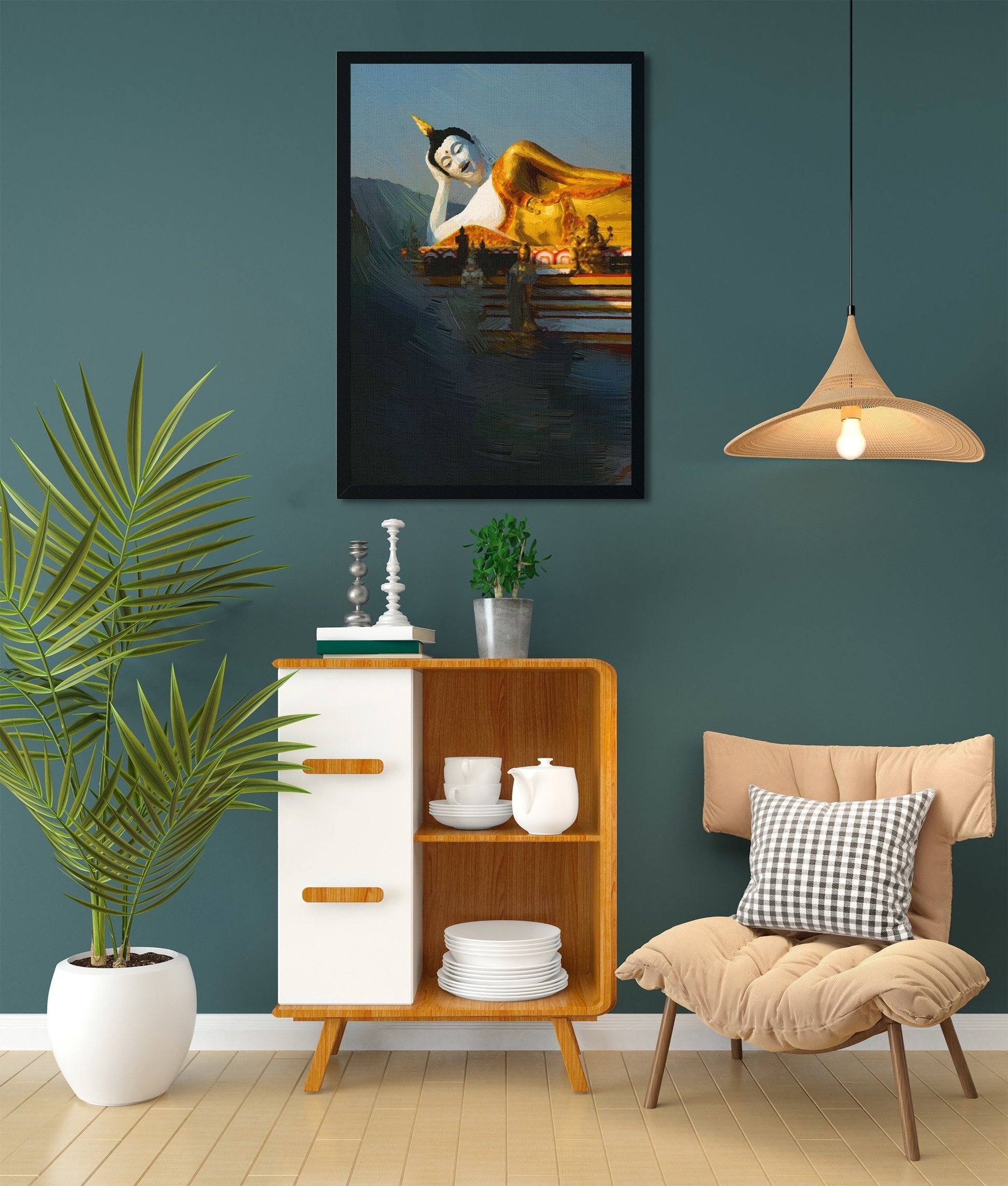 Lying Buddha statue Painting - Meri Deewar 2 : 3 Vertical Premium Wall Art Canvas by MeriDeewar