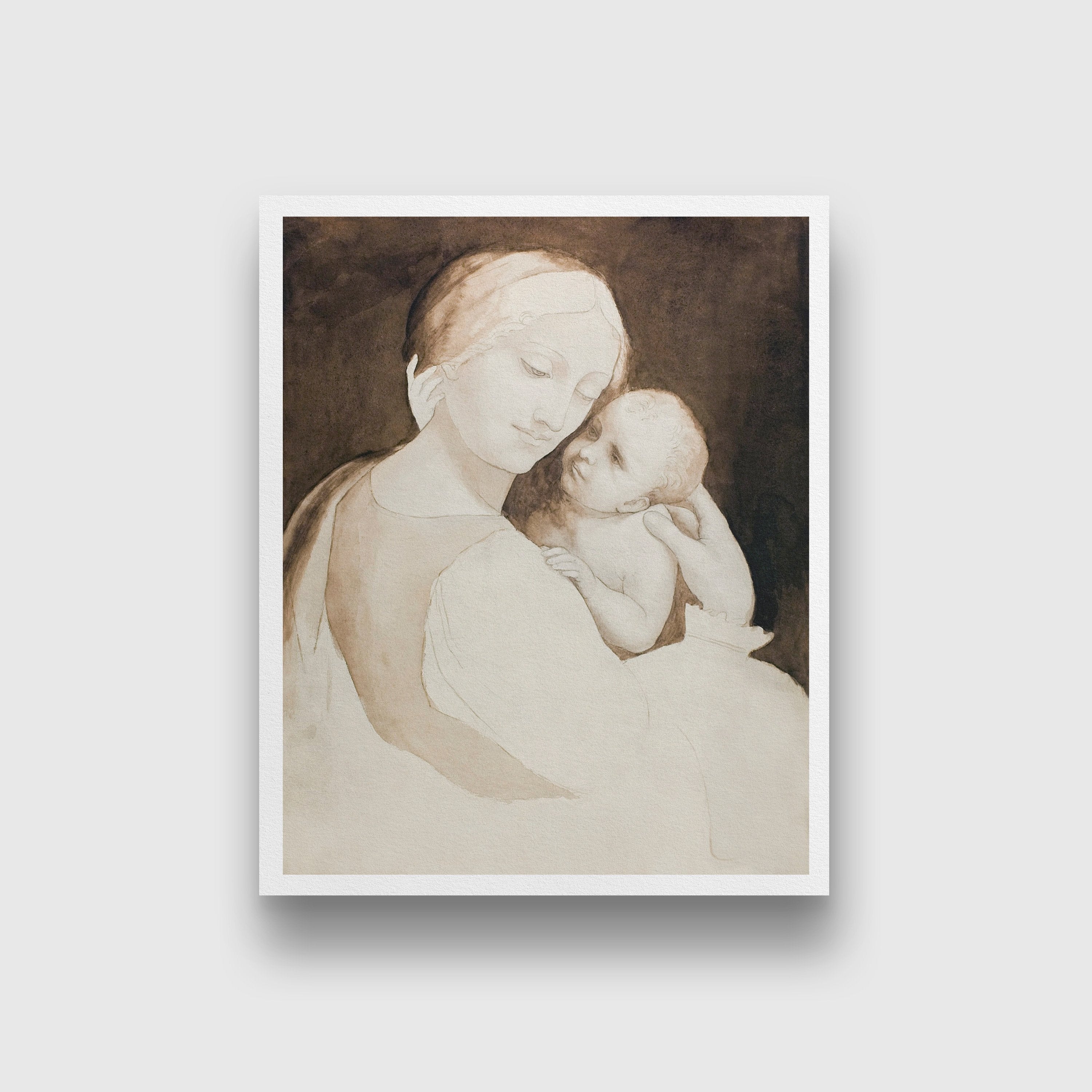 Madonna and Child, and Fragment of Woman’s Torso Painting - Meri Deewar 4 :5 Vertical Premium Wall Art Canvas by MeriDeewar