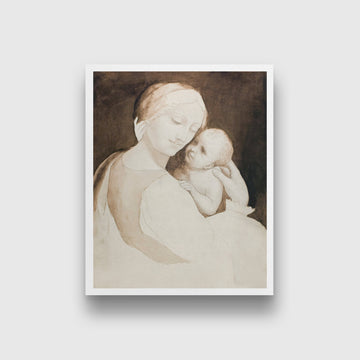 Madonna and Child, and Fragment of Woman’s Torso Painting - Meri Deewar 4 :5 Vertical Premium Wall Art Canvas by MeriDeewar