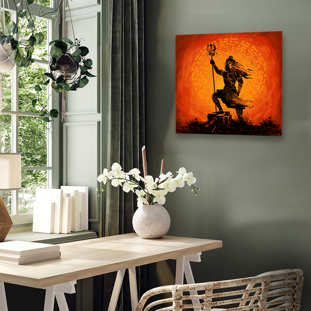 Mahadev Painting 1 : 1 Square Premium Wall Art Canvas by MeriDeewar