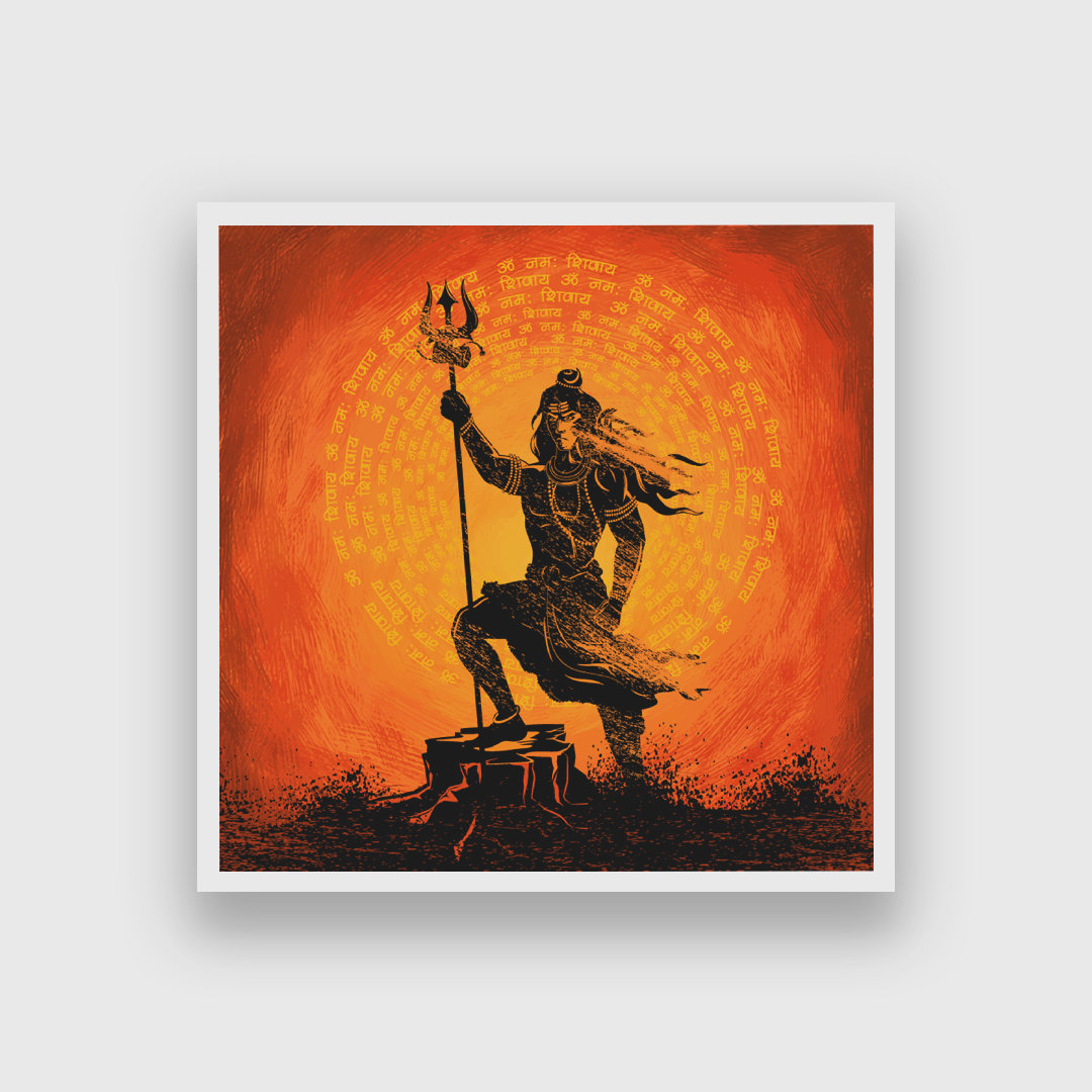 Mahadev Painting 1 : 1 Square Premium Wall Art Canvas by MeriDeewar