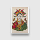 Mahalakshmi with two parrots Painting - Meri Deewar 2 : 3 Vertical Premium Wall Art Canvas by MeriDeewar