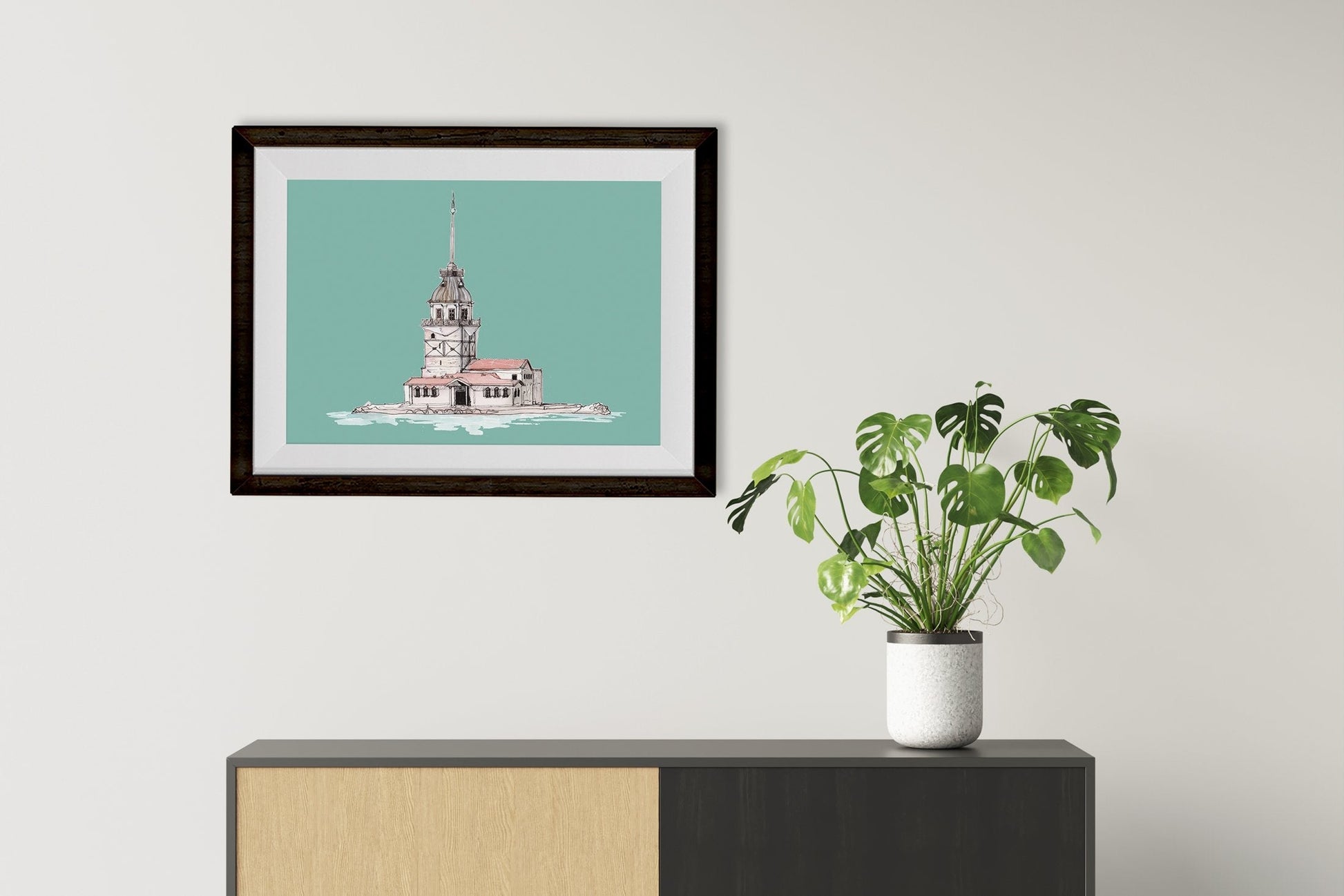 Maiden Tower Illustration Painting  - Meri Deewar 3 : 2 Horizontal Premium Wall Art Canvas by MeriDeewar