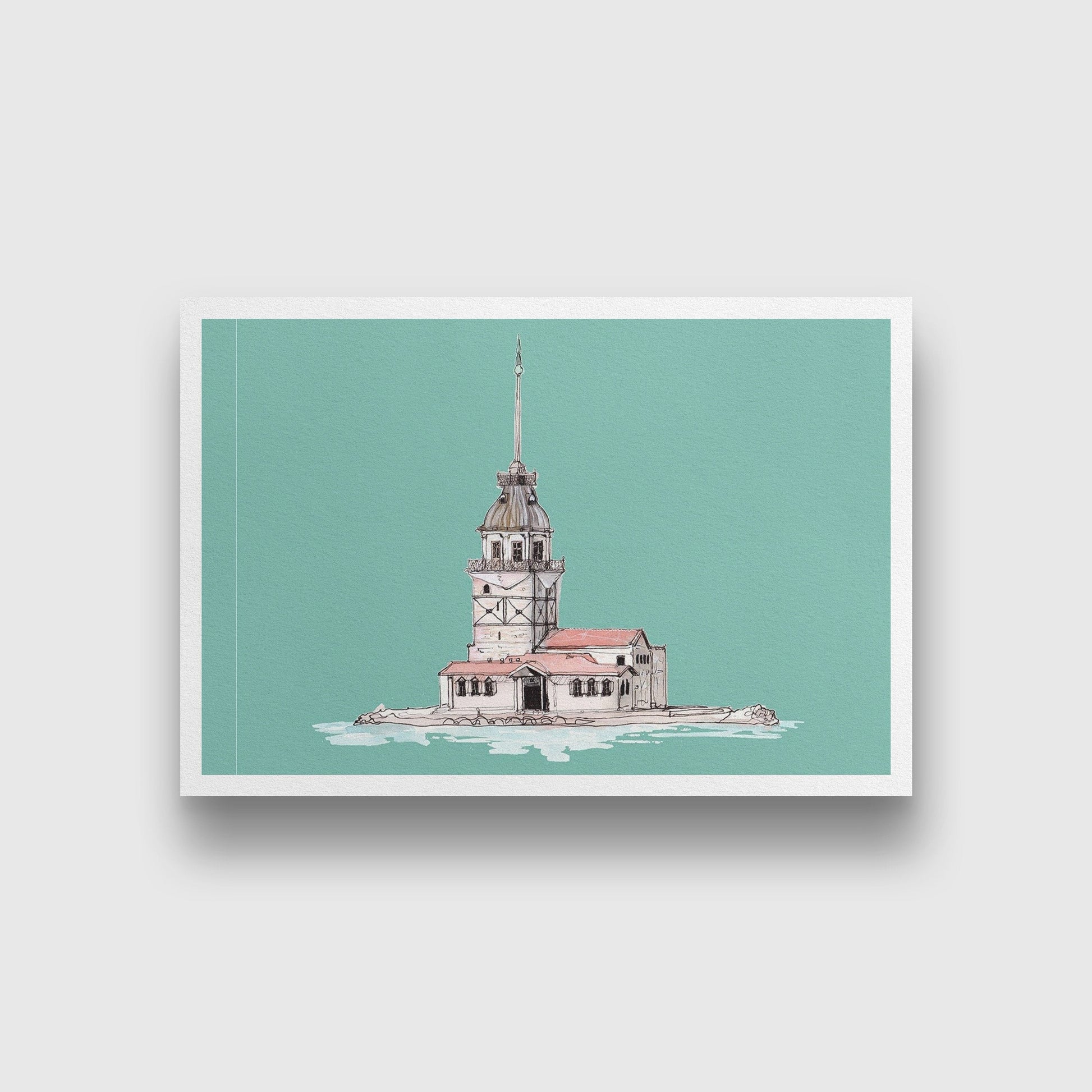 Maiden Tower Illustration Painting  - Meri Deewar 3 : 2 Horizontal Premium Wall Art Canvas by MeriDeewar