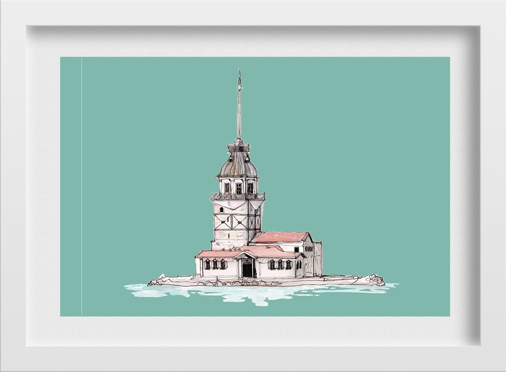 Maiden Tower Illustration Painting  - Meri Deewar 3 : 2 Horizontal Premium Wall Art Canvas by MeriDeewar