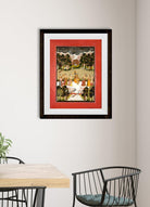 Malar Ragini: Krishna Playing The Flute To Seven Gopis Holding Musical Instruments Painting - Meri Deewar 3 : 4 Vertical Premium Wall Art Canvas by MeriDeewar