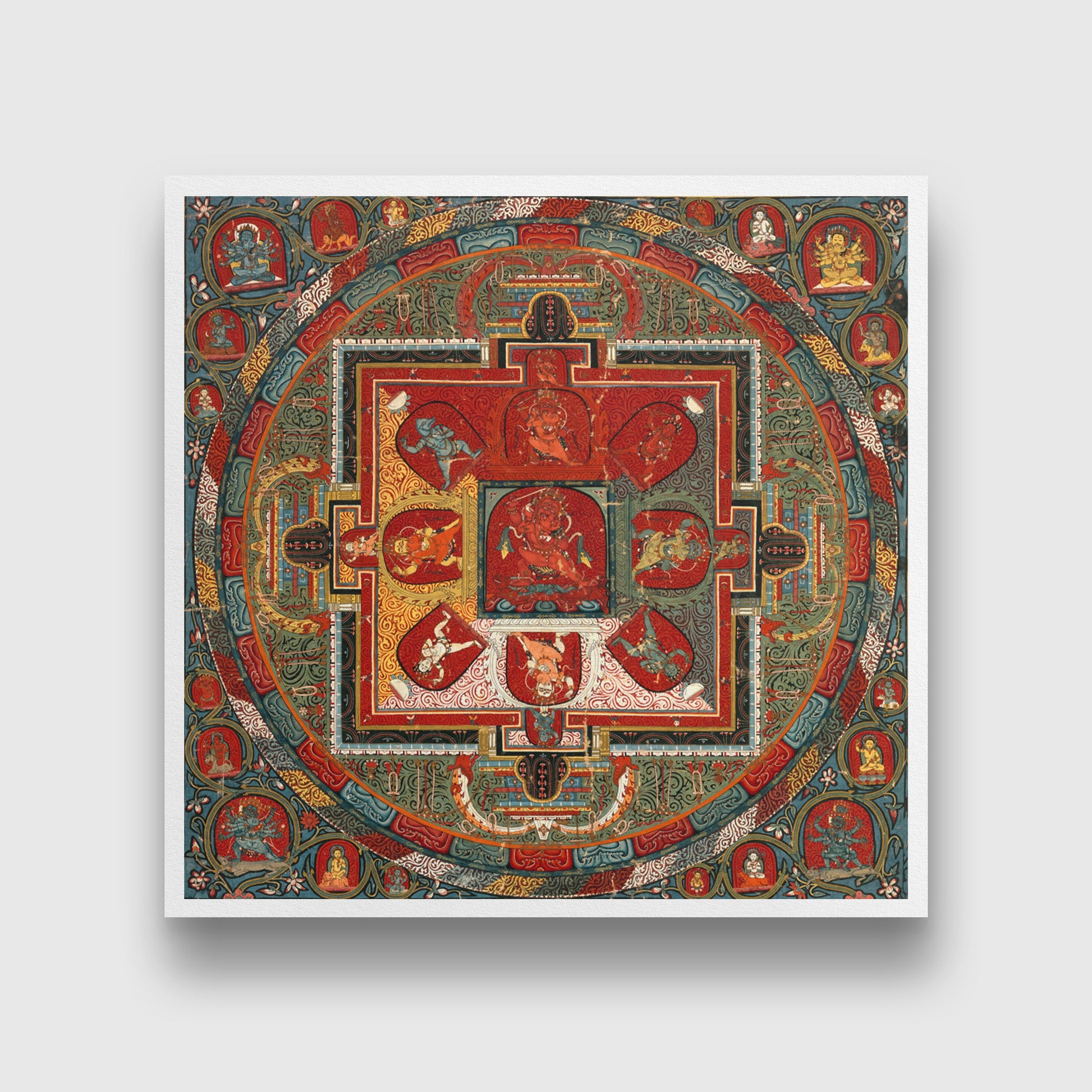 Mandala of Raktayamari Painting 1 : 1 Square Premium Wall Art Canvas by MeriDeewar