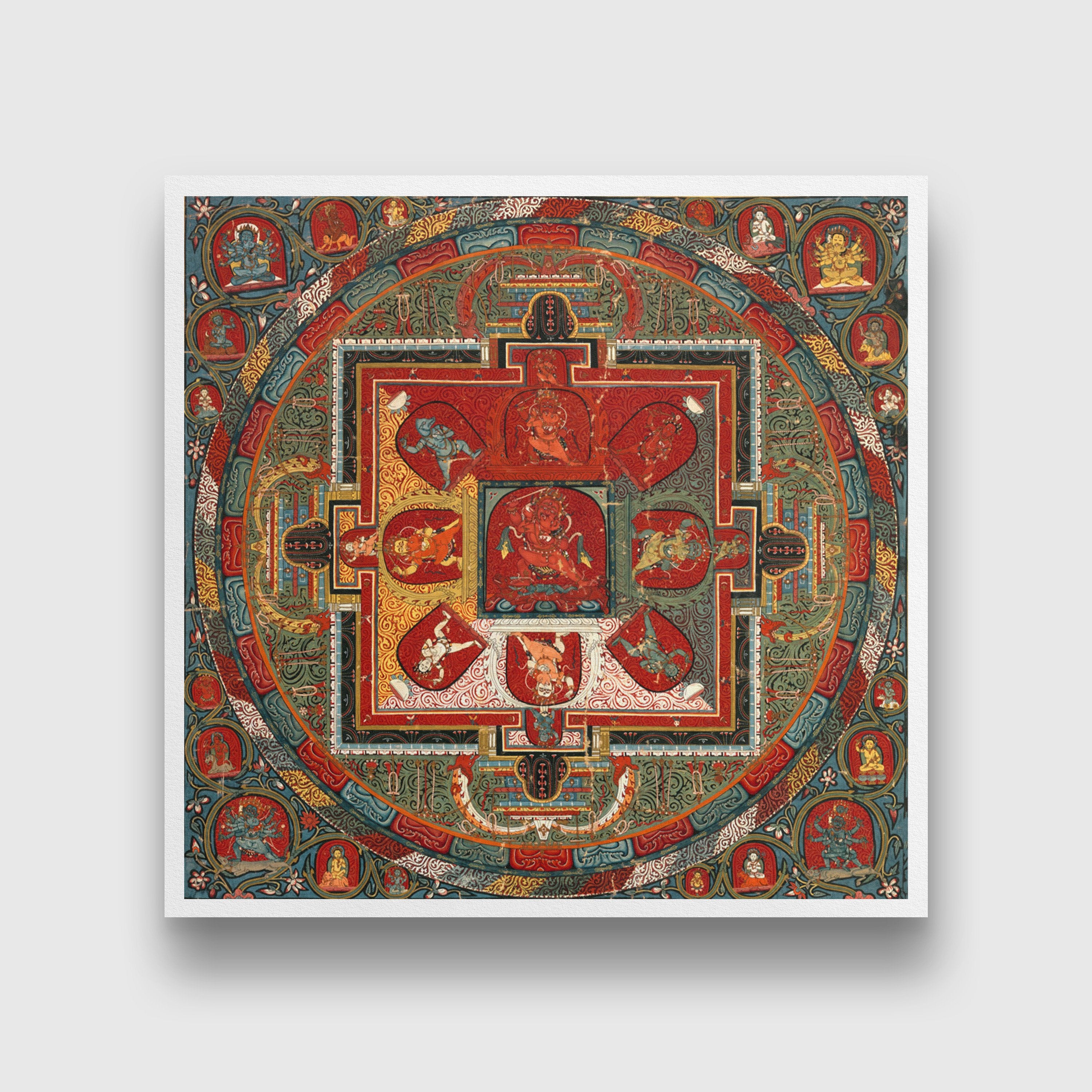 Mandala of Raktayamari Painting 1 : 1 Square Premium Wall Art Canvas by MeriDeewar