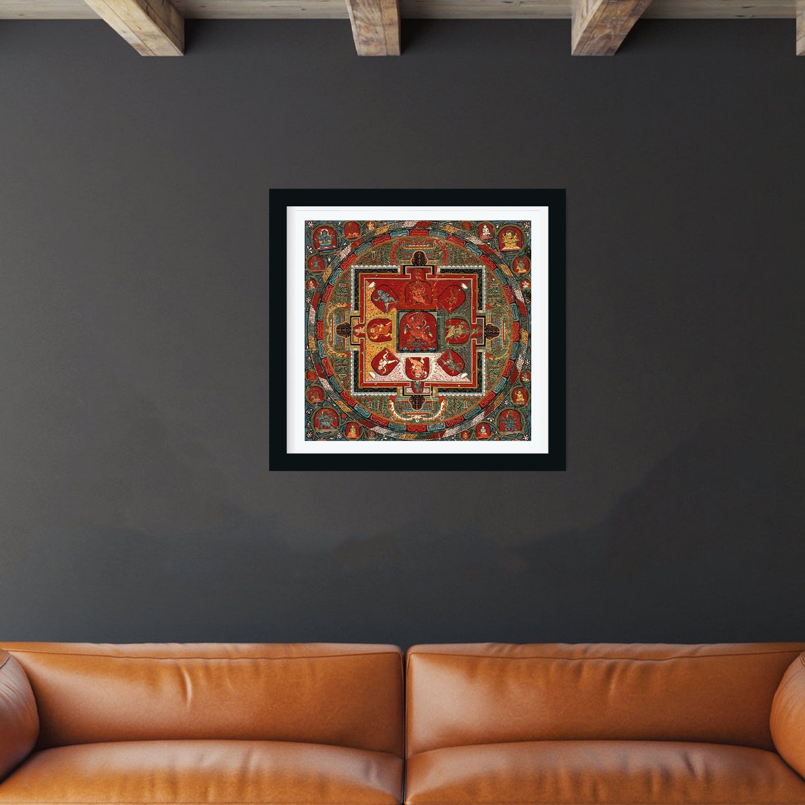 Mandala of Raktayamari Painting 1 : 1 Square Premium Wall Art Canvas by MeriDeewar