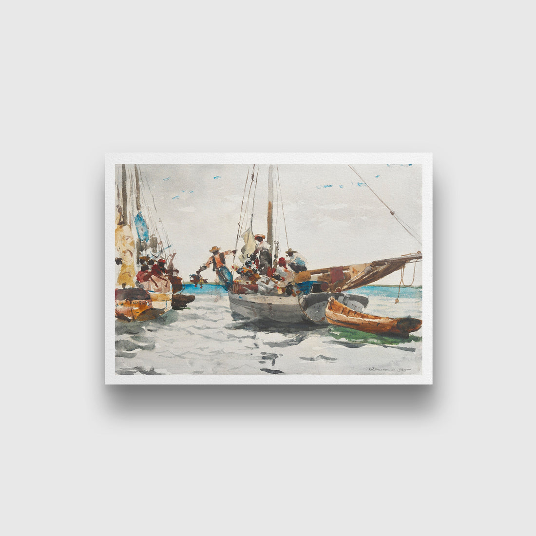 Market Scene Nassau painting - Meri Deewar 3 : 2 Horizontal Premium Wall Art Canvas by MeriDeewar
