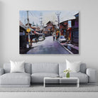 Market view of Golconda fort Painting - Meri Deewar 4 : 3 Horizontal Premium Wall Art Canvas by MeriDeewar