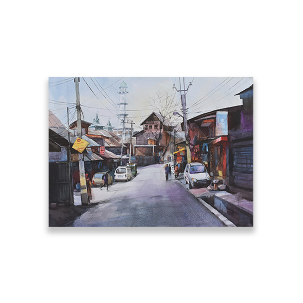 Market view of Golconda fort Painting - Meri Deewar 4 : 3 Horizontal Premium Wall Art Canvas by MeriDeewar