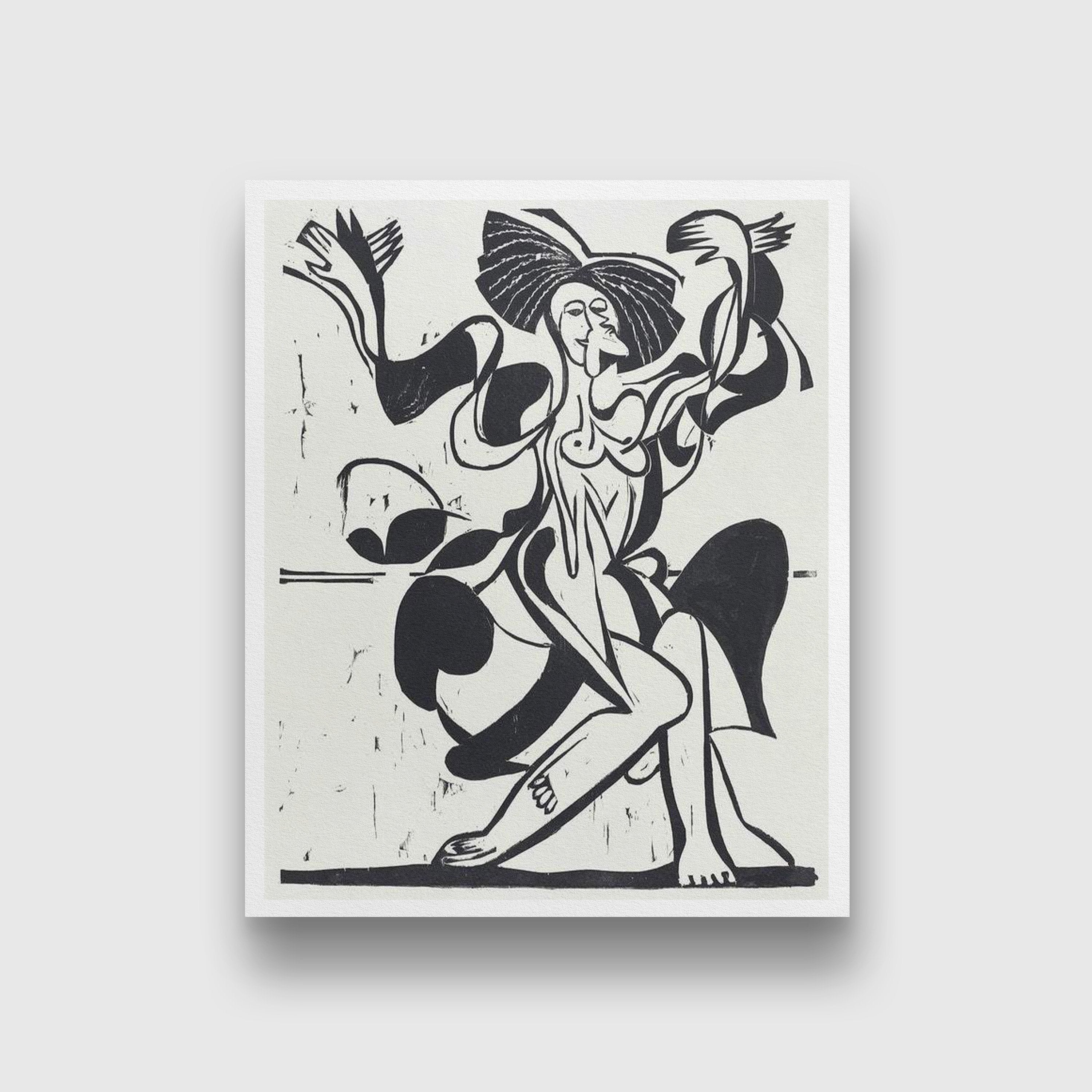 Mary Wigman's Dance Painting - MeriDeewar 4 :5 Vertical Premium Wall Art Canvas by MeriDeewar