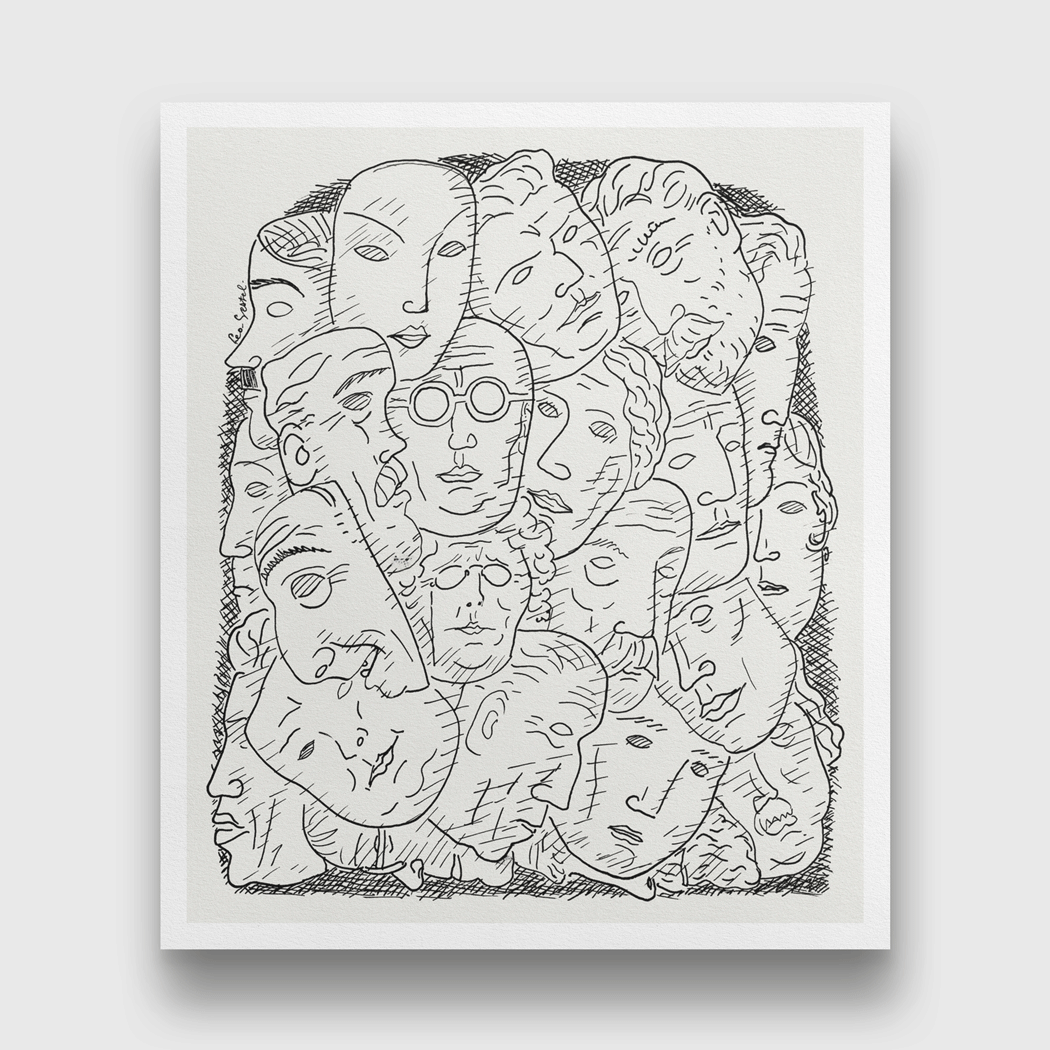Maskers Painting 1 : 1 Square Premium Wall Art Canvas by MeriDeewar