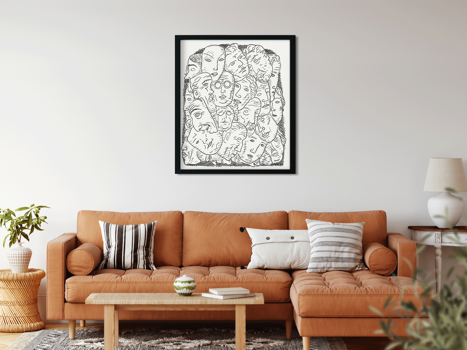 Maskers Painting 1 : 1 Square Premium Wall Art Canvas by MeriDeewar