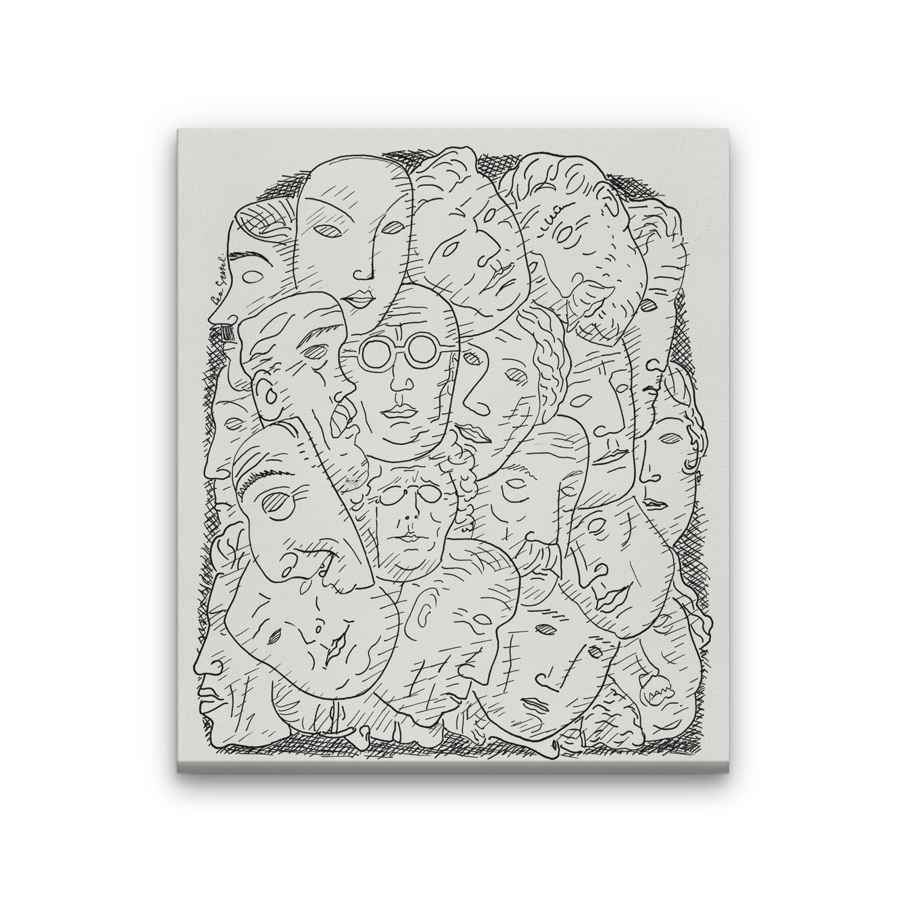 Maskers Painting 1 : 1 Square Premium Wall Art Canvas by MeriDeewar