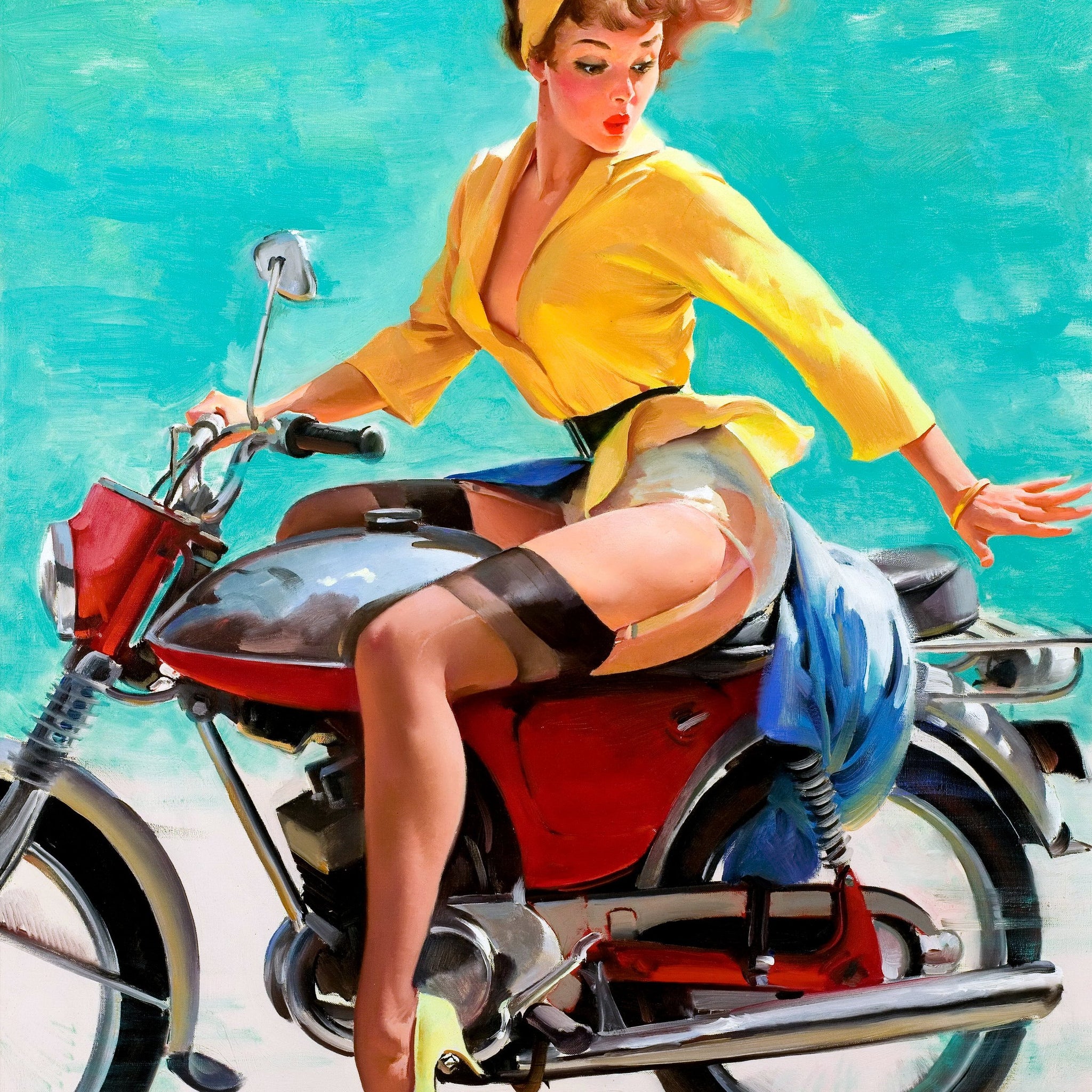 Lady on a bike Vintage poster - MeriDeewar