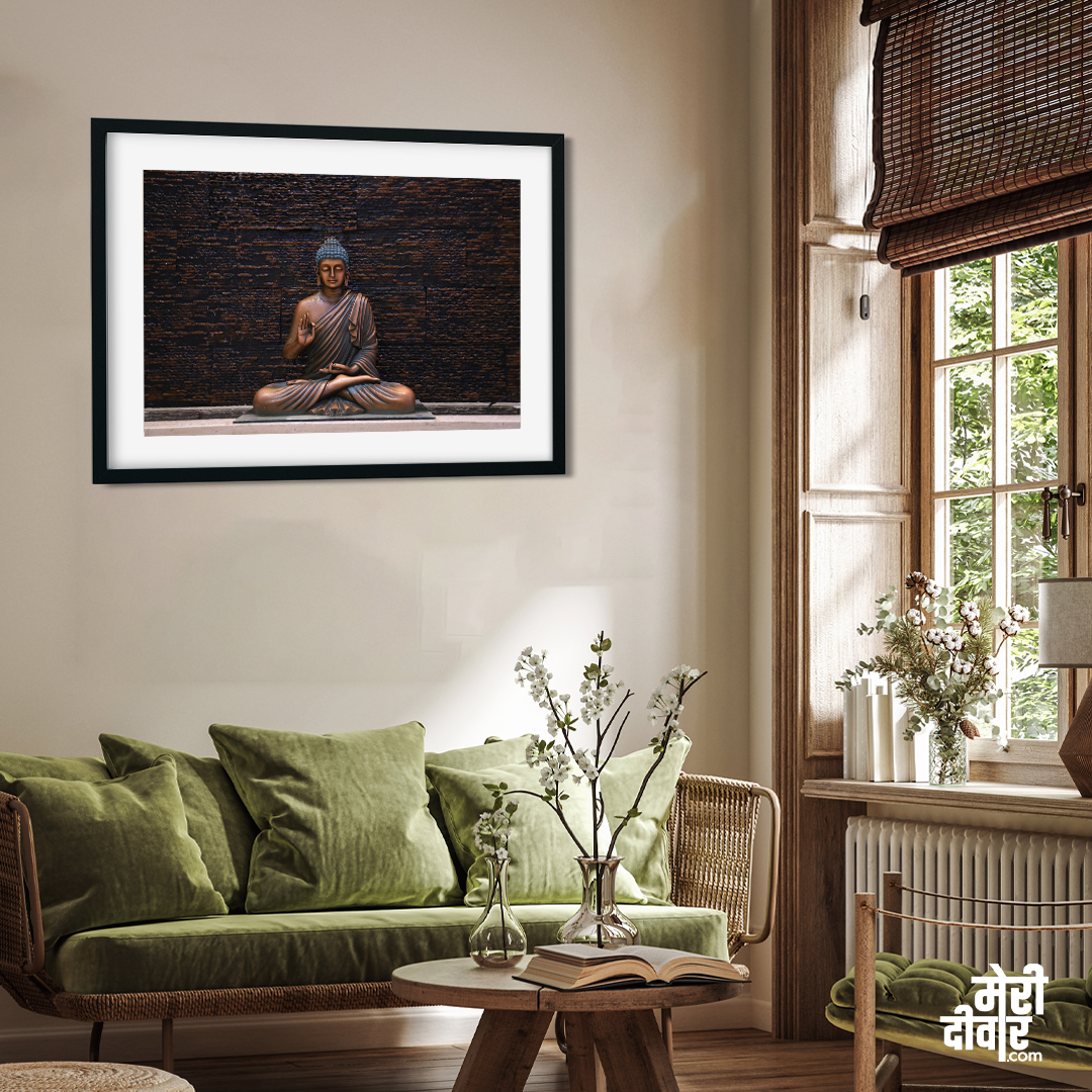 Meditating Buddha Wall Painting 3 : 2 Horizontal Premium Wall Art Canvas by MeriDeewar