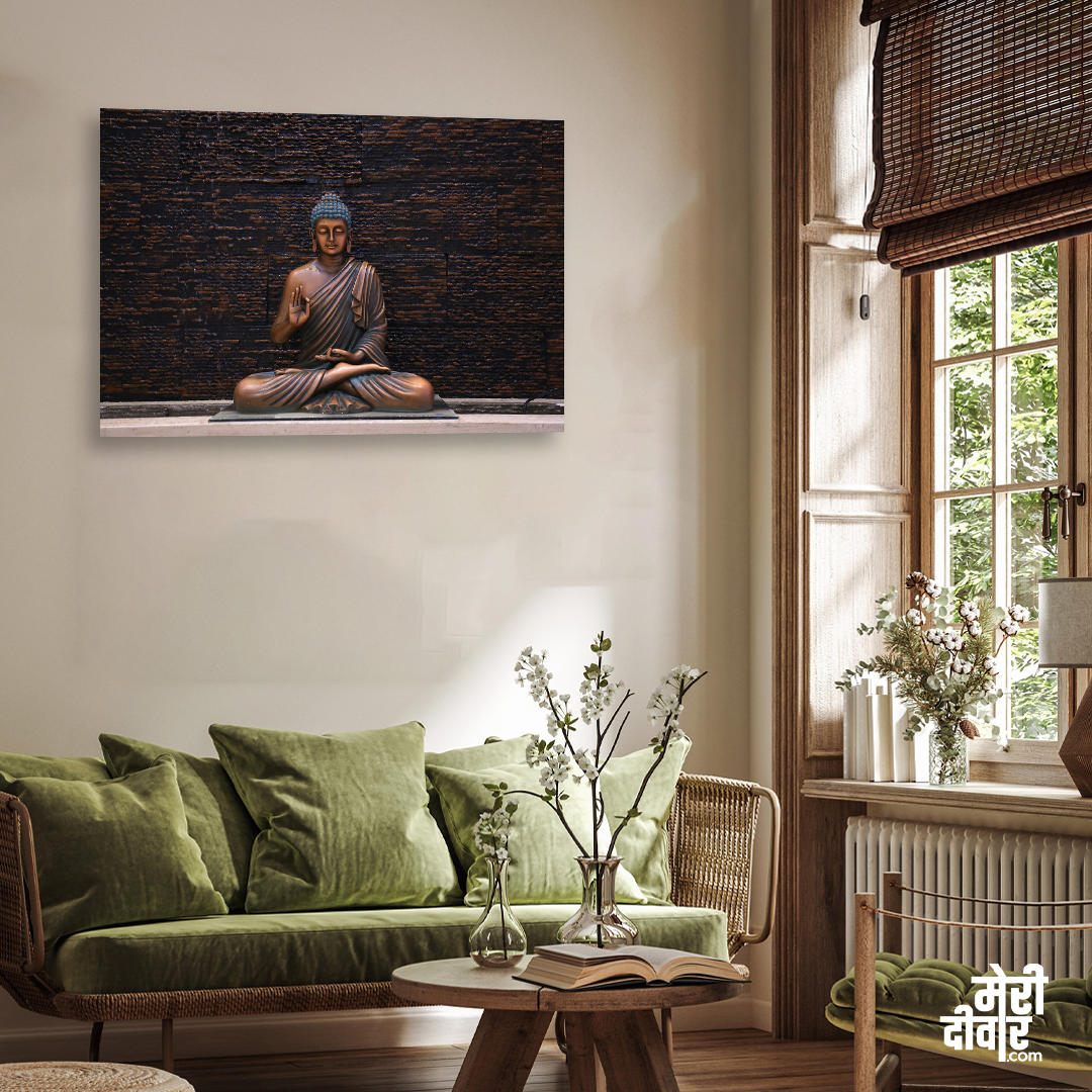 Meditating Buddha Wall Painting 3 : 2 Horizontal Premium Wall Art Canvas by MeriDeewar