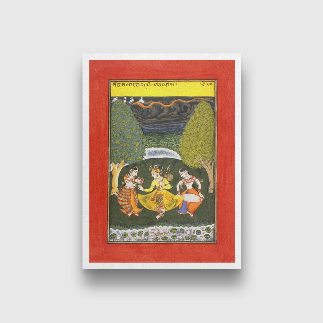 Megha Mallar Raga, Folio from a Ragamala (Garland of Melodies) Painting - Meri Deewar 4 X 5.5 Vertical Premium Wall Art Canvas by MeriDeewar