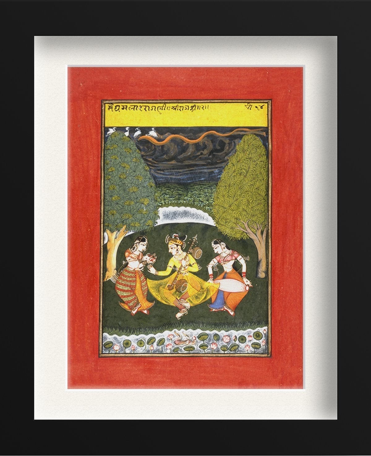 Megha Mallar Raga, Folio from a Ragamala (Garland of Melodies) Painting - Meri Deewar 4 X 5.5 Vertical Premium Wall Art Canvas by MeriDeewar
