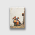 Mending the Nets painting - Meri Deewar 3 : 4.2 Vertical Premium Wall Art Canvas by MeriDeewar