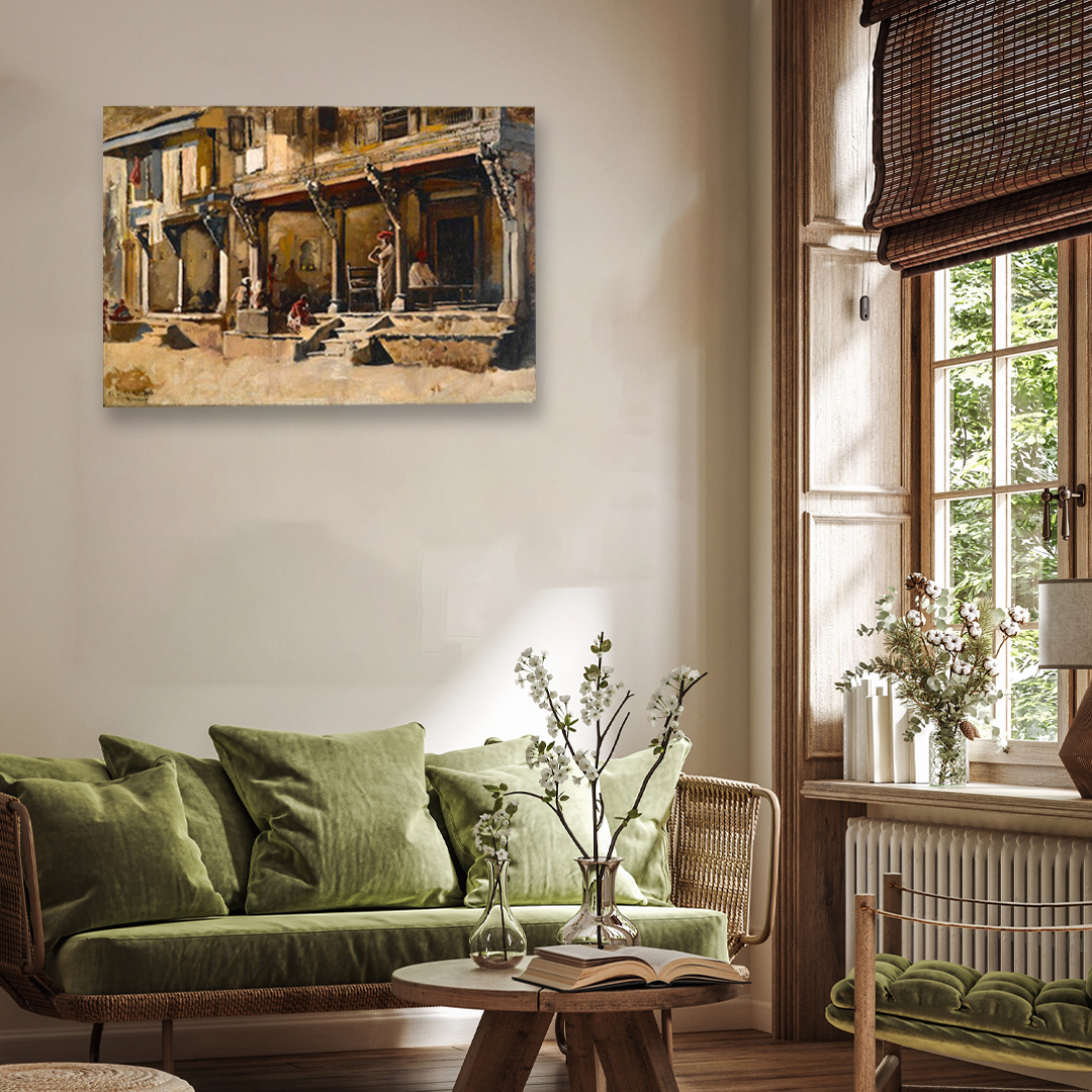 Merchants in Bombay Painting 3 : 2 Horizontal Premium Wall Art Canvas by MeriDeewar