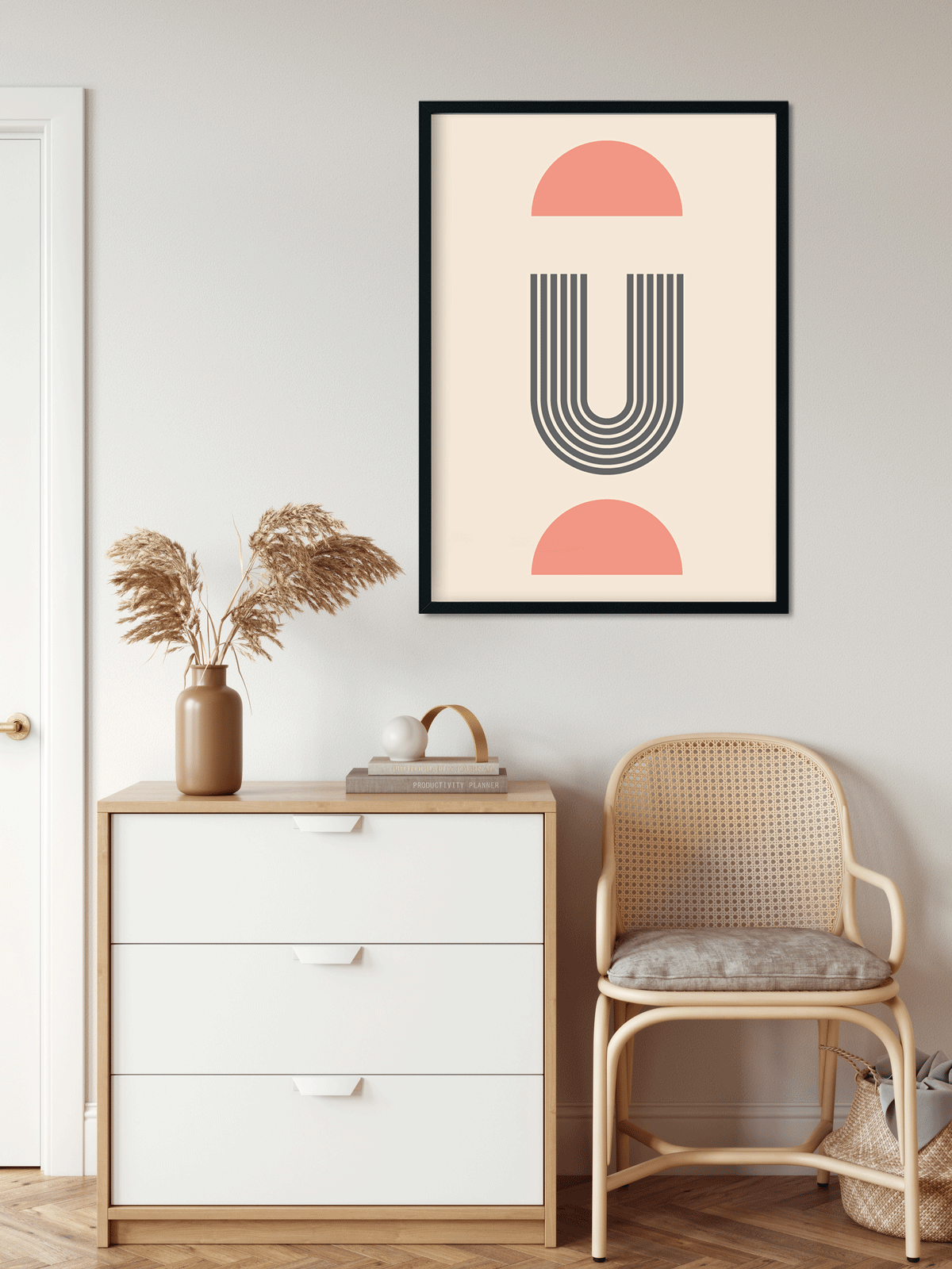Mid Century Geometric Painting 3 : 4.2 Vertical Premium Wall Art Canvas by MeriDeewar