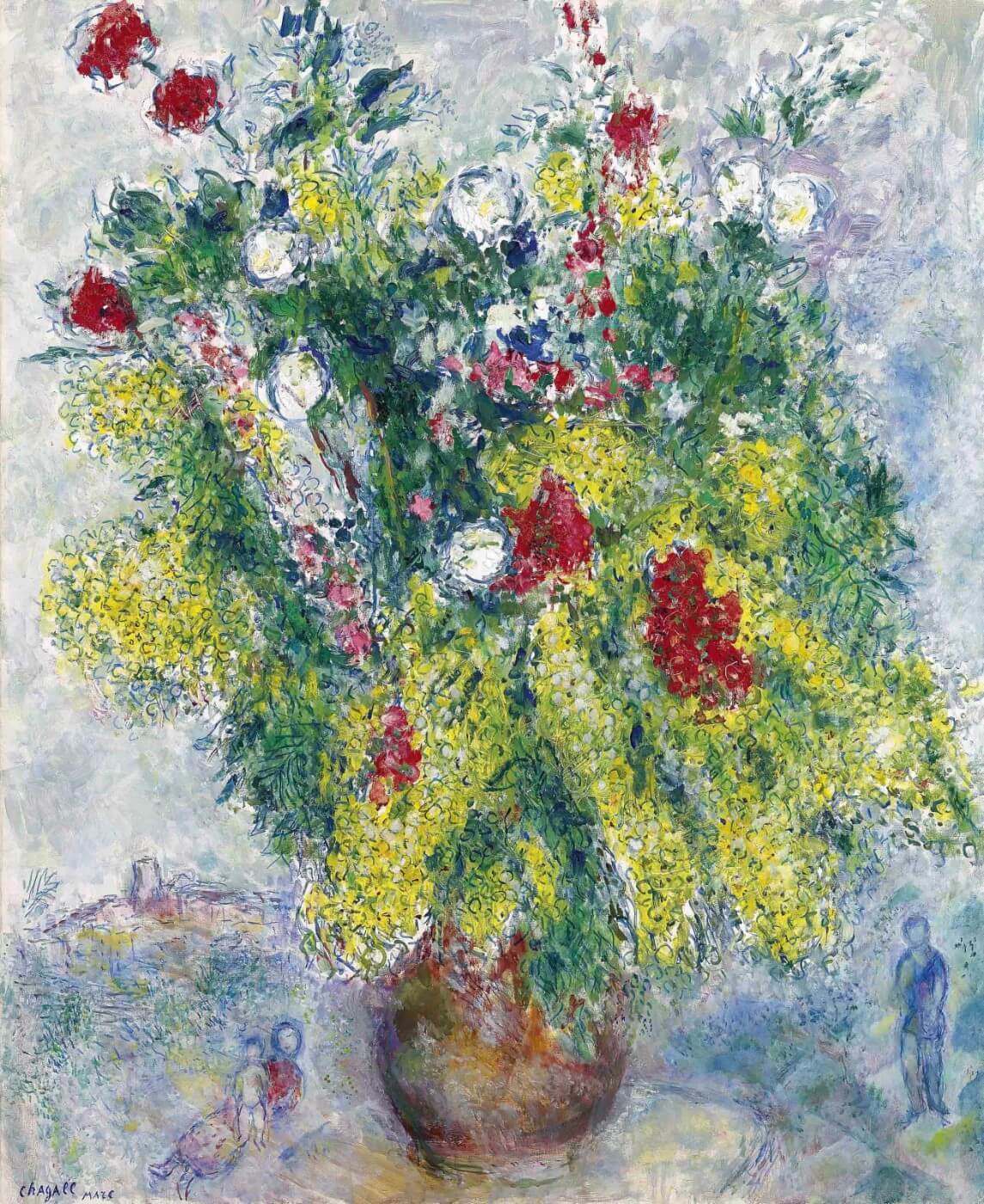 Mimosas with flowers - Meri Deewar 4 :5 Vertical Premium Wall Art Canvas by MeriDeewar