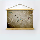 Mini White Flowers And Birds Painting Hanging Canvas - Meri Deewar Hanging Canvas Premium Wall Art Canvas by MeriDeewar