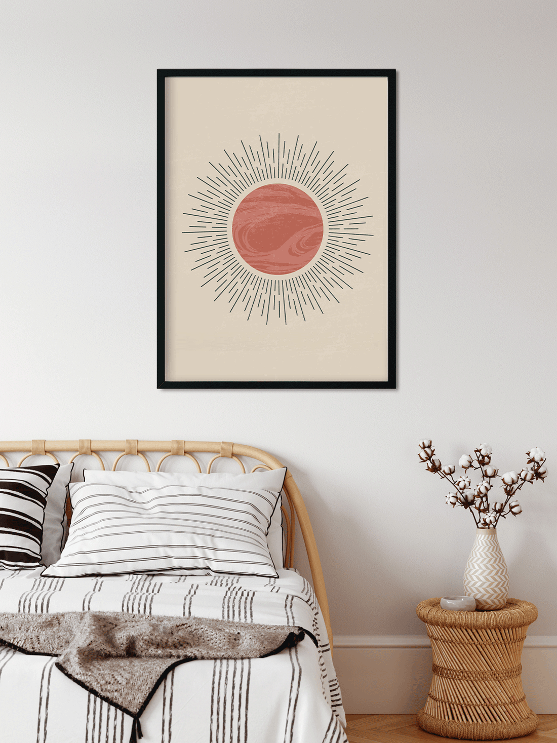 Minimalist mid century modern moon phases Painting 3 : 4 Vertical Premium Wall Art Canvas by MeriDeewar