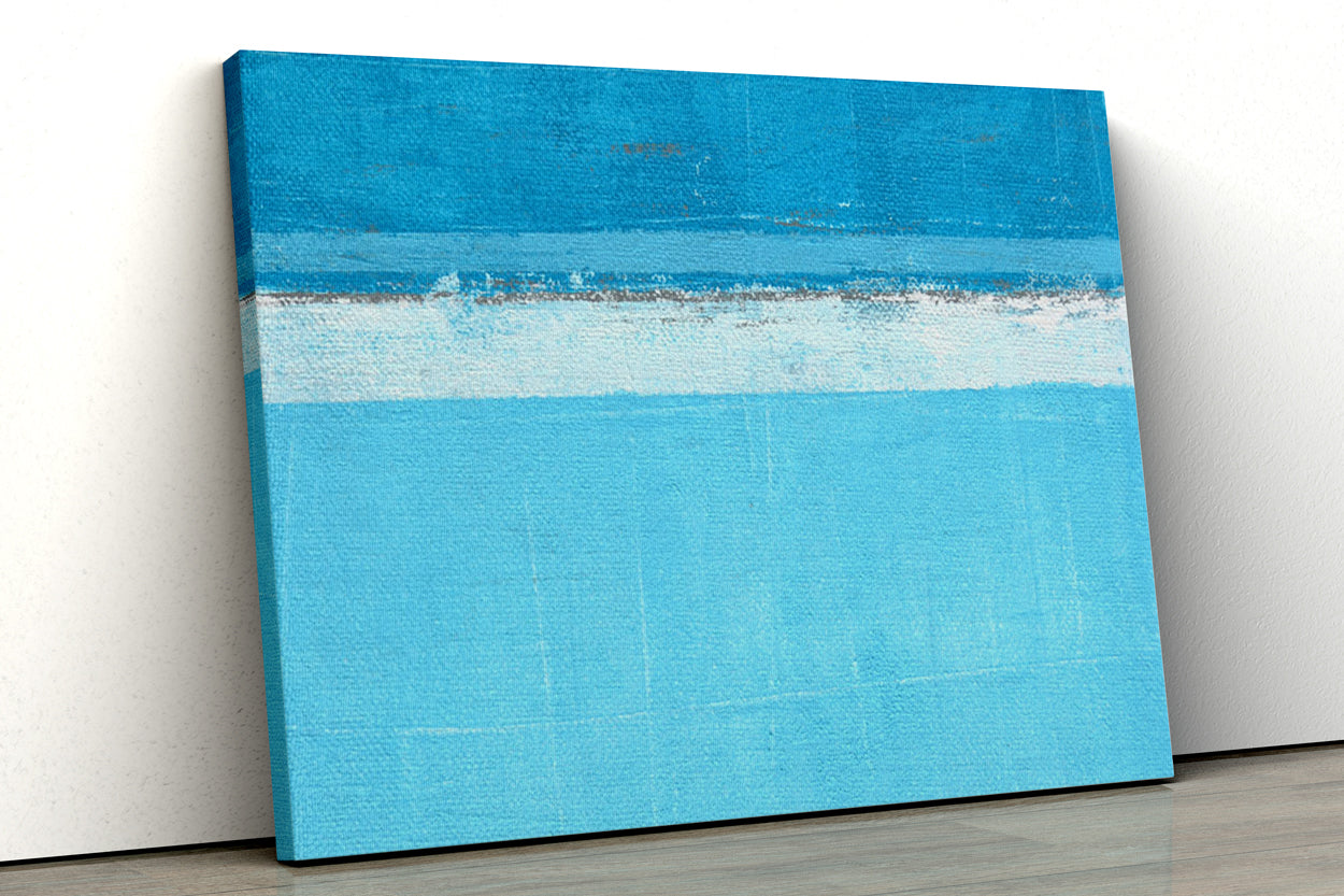Minimalist Ocean Blue Abstract Paintings 4 :5 Vertical Premium Wall Art Canvas by MeriDeewar