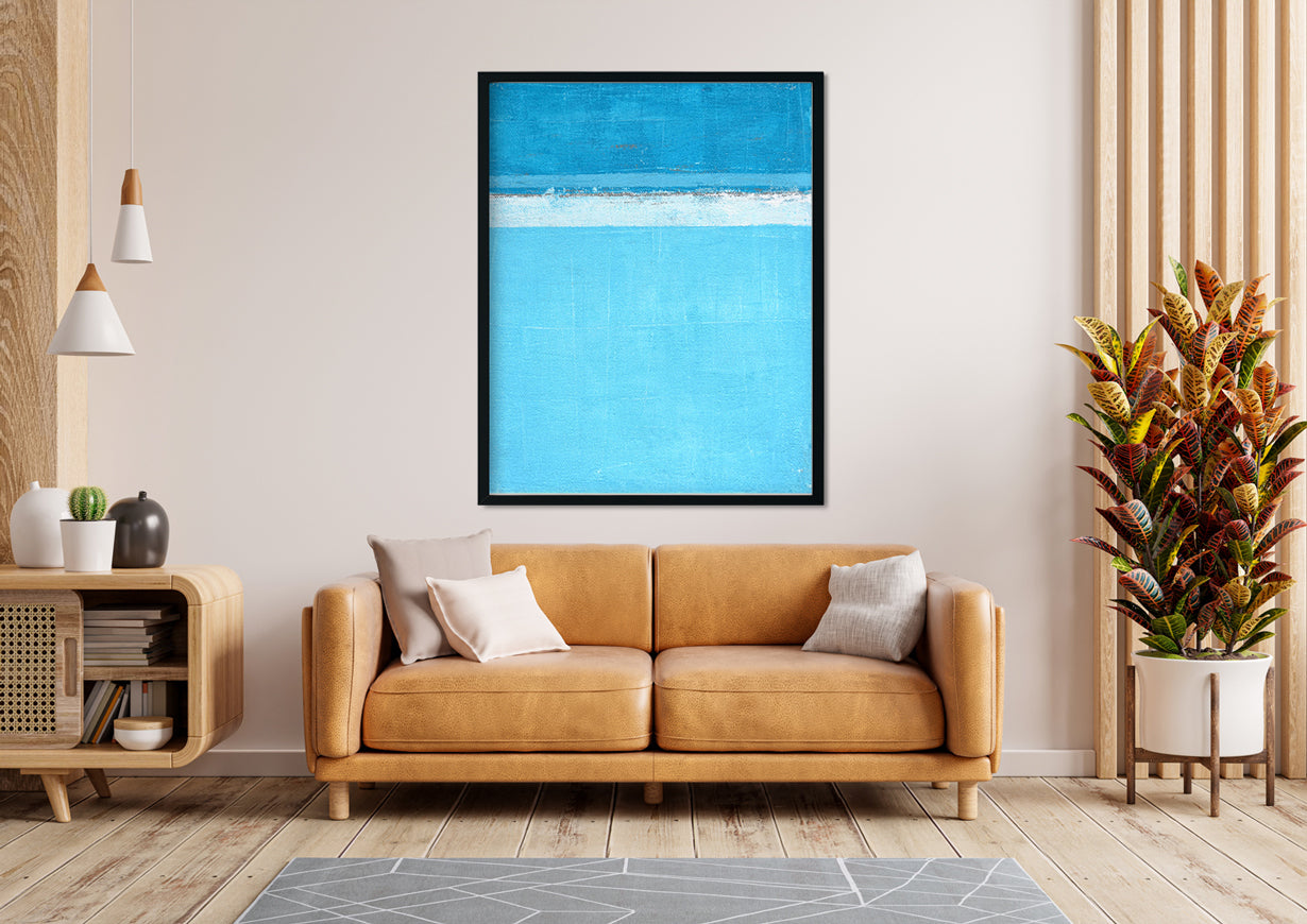 Minimalist Ocean Blue Abstract Paintings 4 :5 Vertical Premium Wall Art Canvas by MeriDeewar