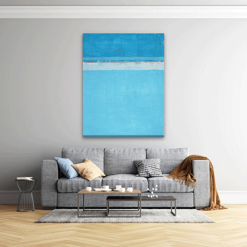 Minimalist Ocean Blue Abstract Paintings 4 :5 Vertical Premium Wall Art Canvas by MeriDeewar