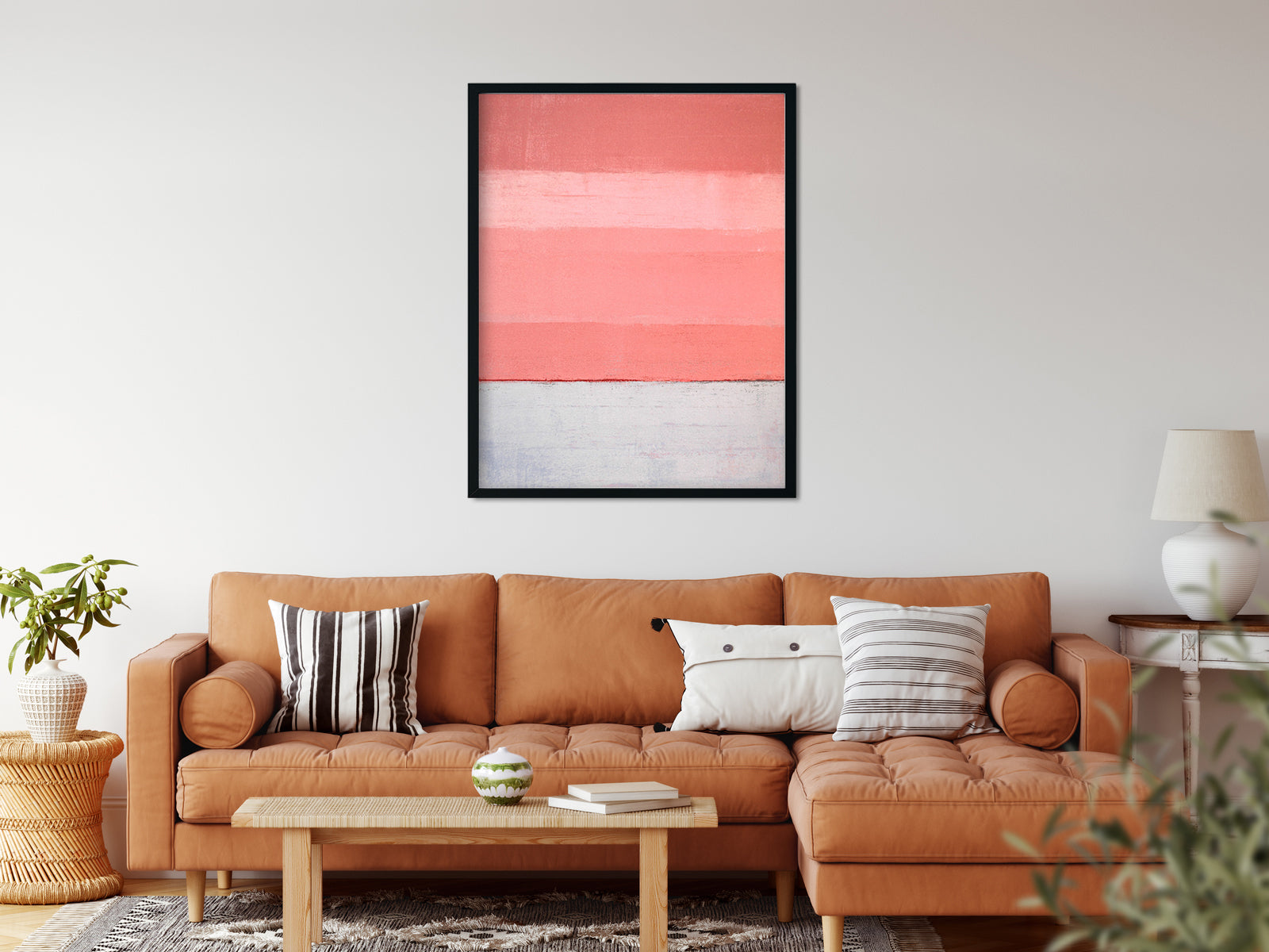 Minimalist Pink Abstract Paintings 3 : 4 Vertical Premium Wall Art Canvas by MeriDeewar