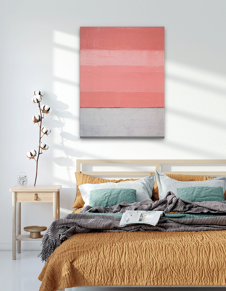 Minimalist Pink Abstract Paintings 3 : 4 Vertical Premium Wall Art Canvas by MeriDeewar