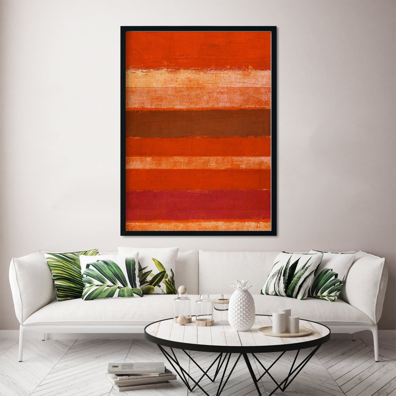 Minimalist Red Abstract Paintings 4 X 5.5 Vertical Premium Wall Art Canvas by MeriDeewar