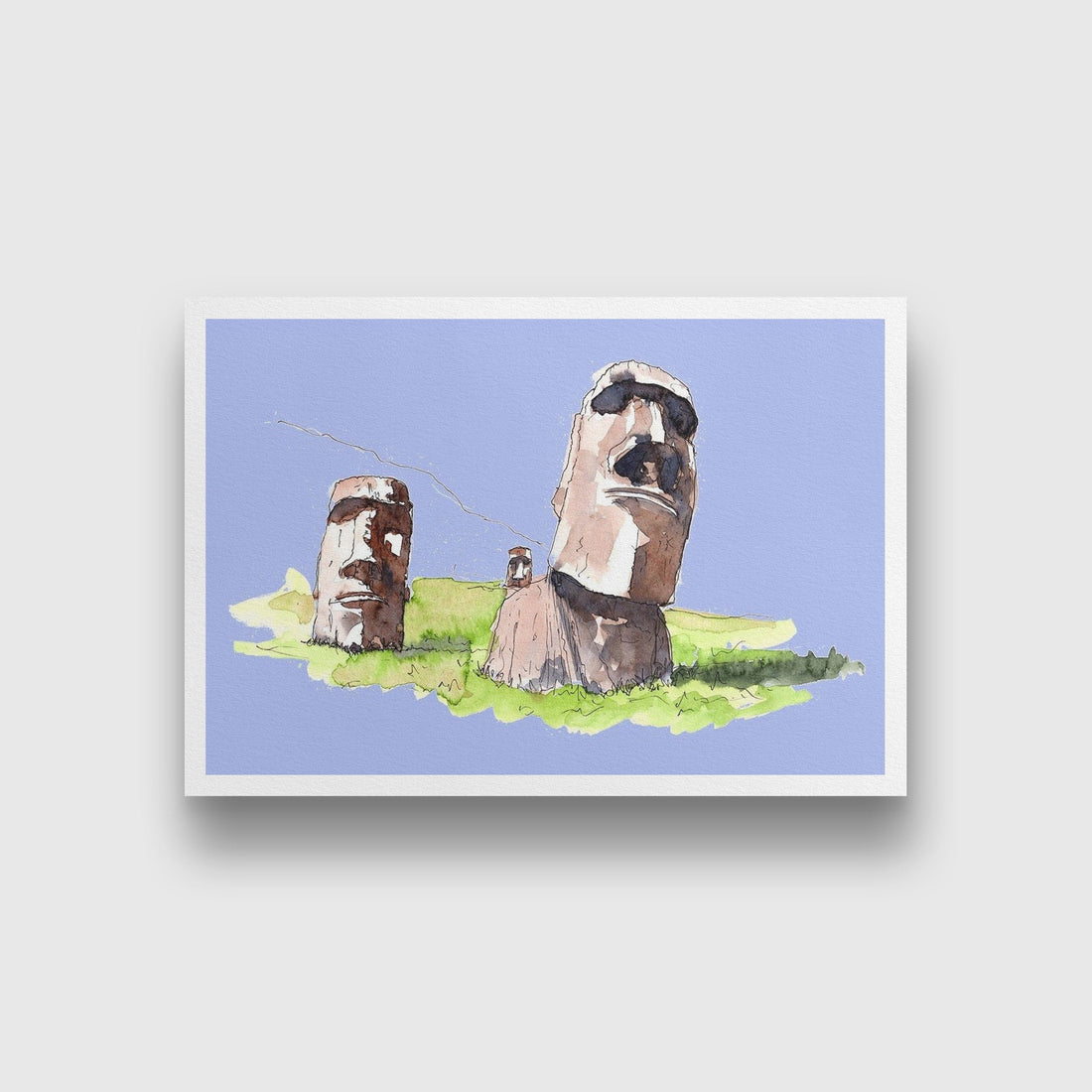 Moai Statues Illustration Painting - Meri  Deewar 3 : 2 Horizontal Premium Wall Art Canvas by MeriDeewar