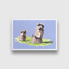 Moai Statues Illustration Painting - Meri  Deewar 3 : 2 Horizontal Premium Wall Art Canvas by MeriDeewar