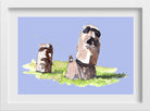 Moai Statues Illustration Painting - Meri  Deewar 3 : 2 Horizontal Premium Wall Art Canvas by MeriDeewar