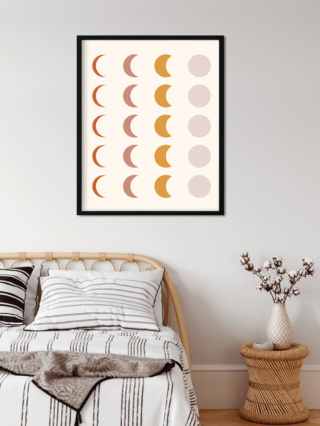 Modern boho wall art prints with rainbow star moon Painting 5 : 6 Vertical Premium Wall Art Canvas by MeriDeewar