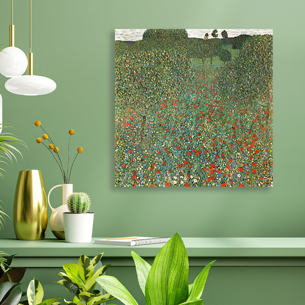 Mohnfeld painting 1 : 1 Square Premium Wall Art Canvas by MeriDeewar